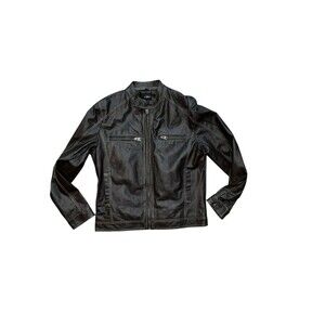 Cafe Racer Brown Leather Jacket Sz Large